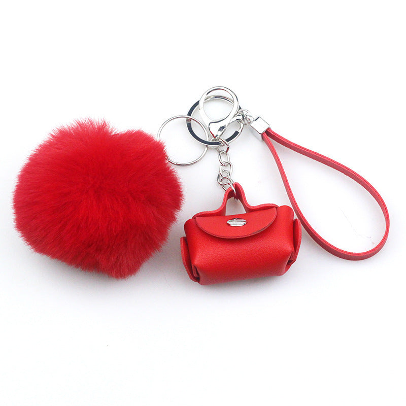 Llavero de bolso de cuero creativo con adornos de moda
