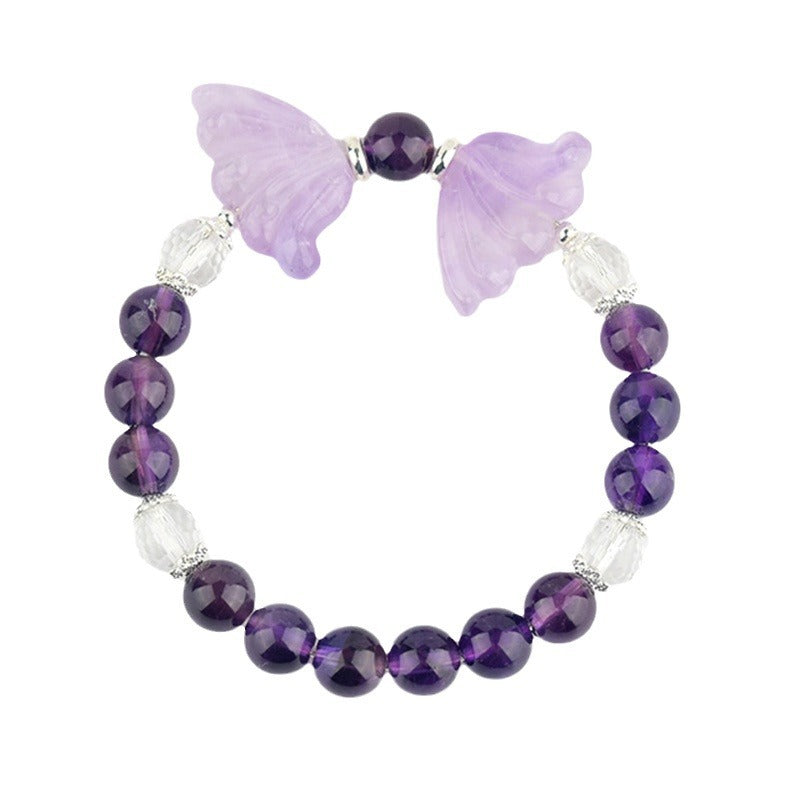 Natural Purple White Crystal Butterfly Wings Bracelet