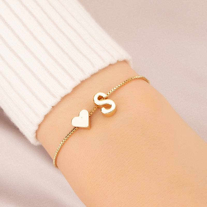 Bracelet Heart-shaped English Letters