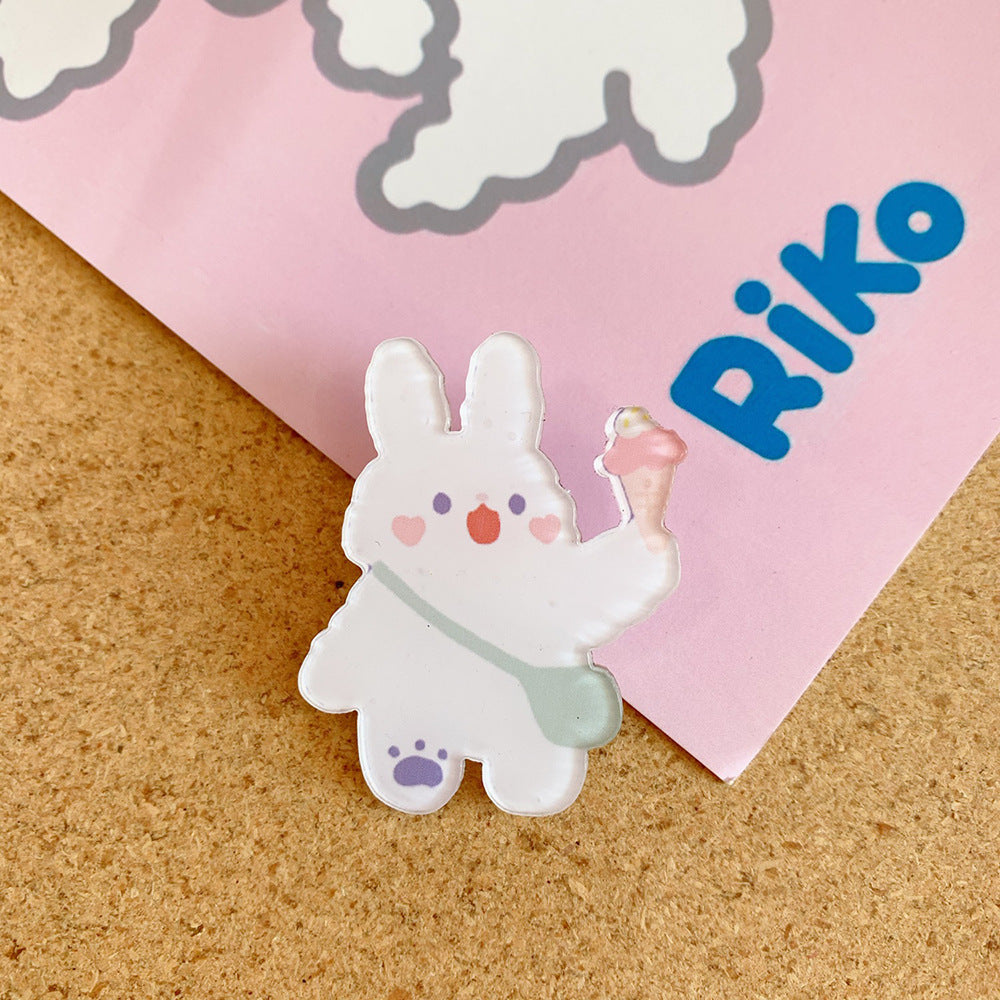 Pequeño broche de dibujos animados conejito lindo accesorios ropa bolso colgante insignia mujer