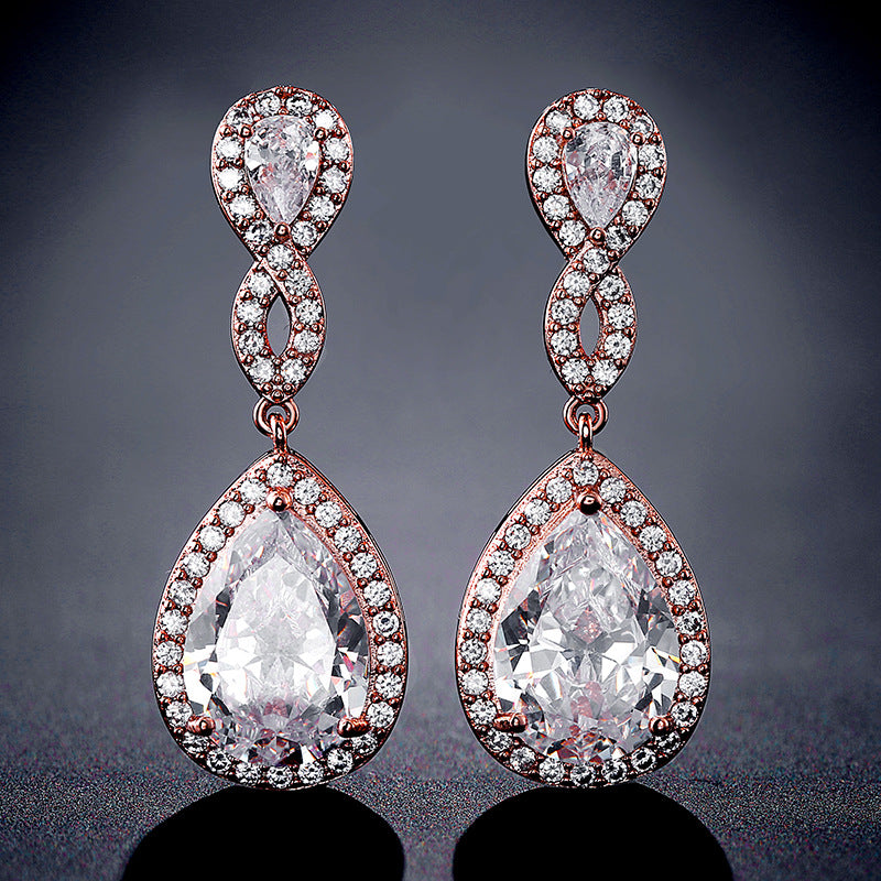 Pendientes de banquete de novia en forma de gota con circonita AAA