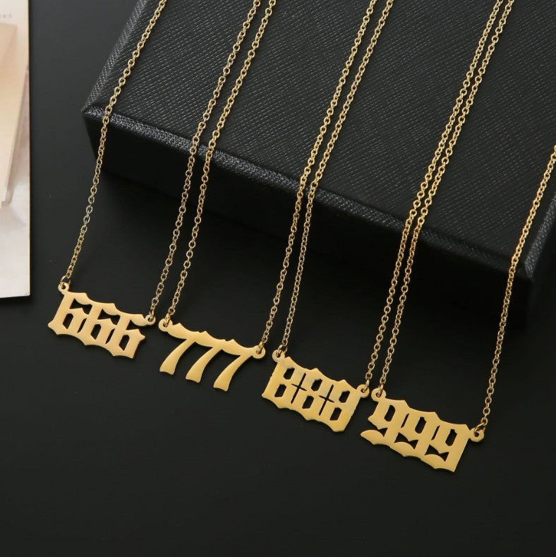 Collar corto para mujer con colgante de número angelical 0-9
