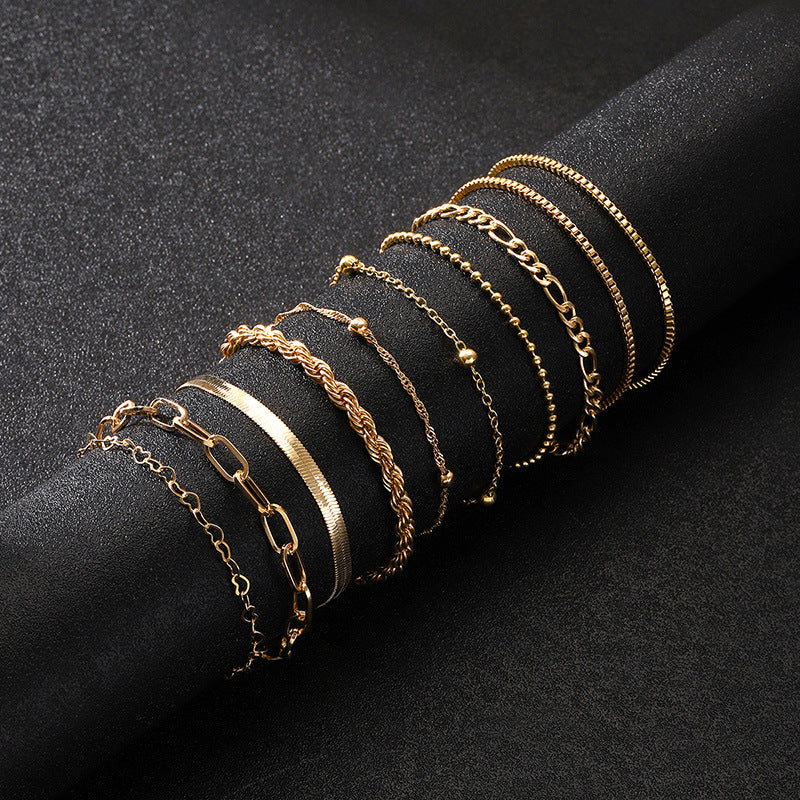 Minimalistisches mehrschichtiges Armband-Set aus Legierung im Basic-Stil