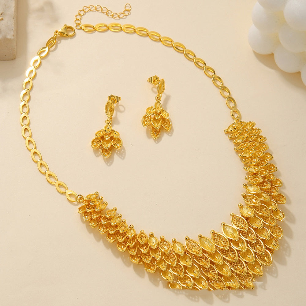Braut Halskette Ohrringe Hohl Geschnitzter Schmuck