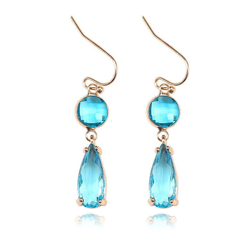 Pendientes de cobre con cristal K9 multicolor de diseño geométrico