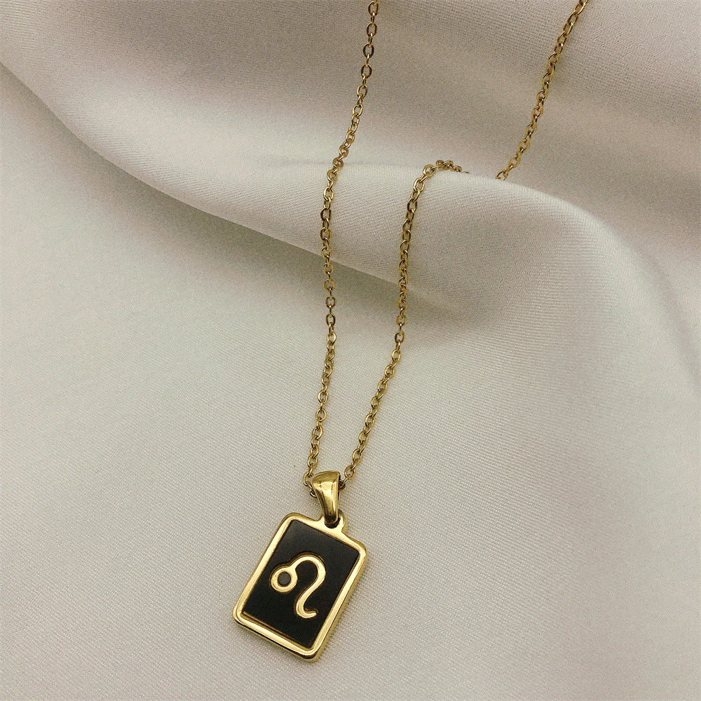 Square Plate Twelve Constellation Rune Necklace