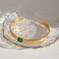 Pulsera de Hilo de Acero Inoxidable con Ágata Verde a la Moda