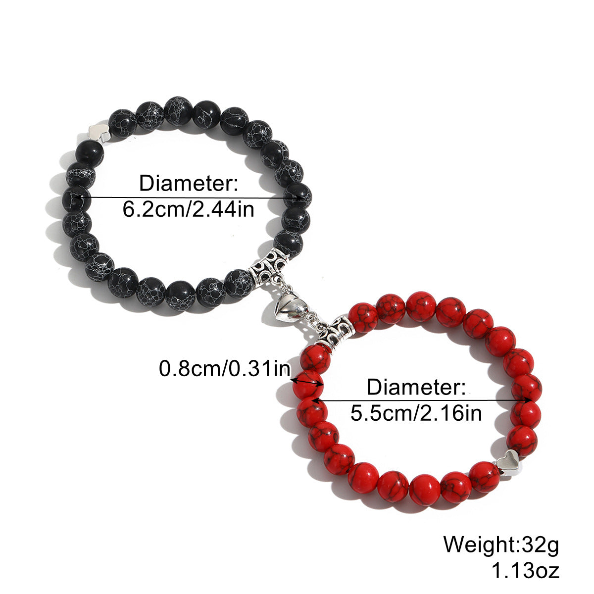 Creative All-match Heart-shaped Magnetic Beaded Couple Bracelet