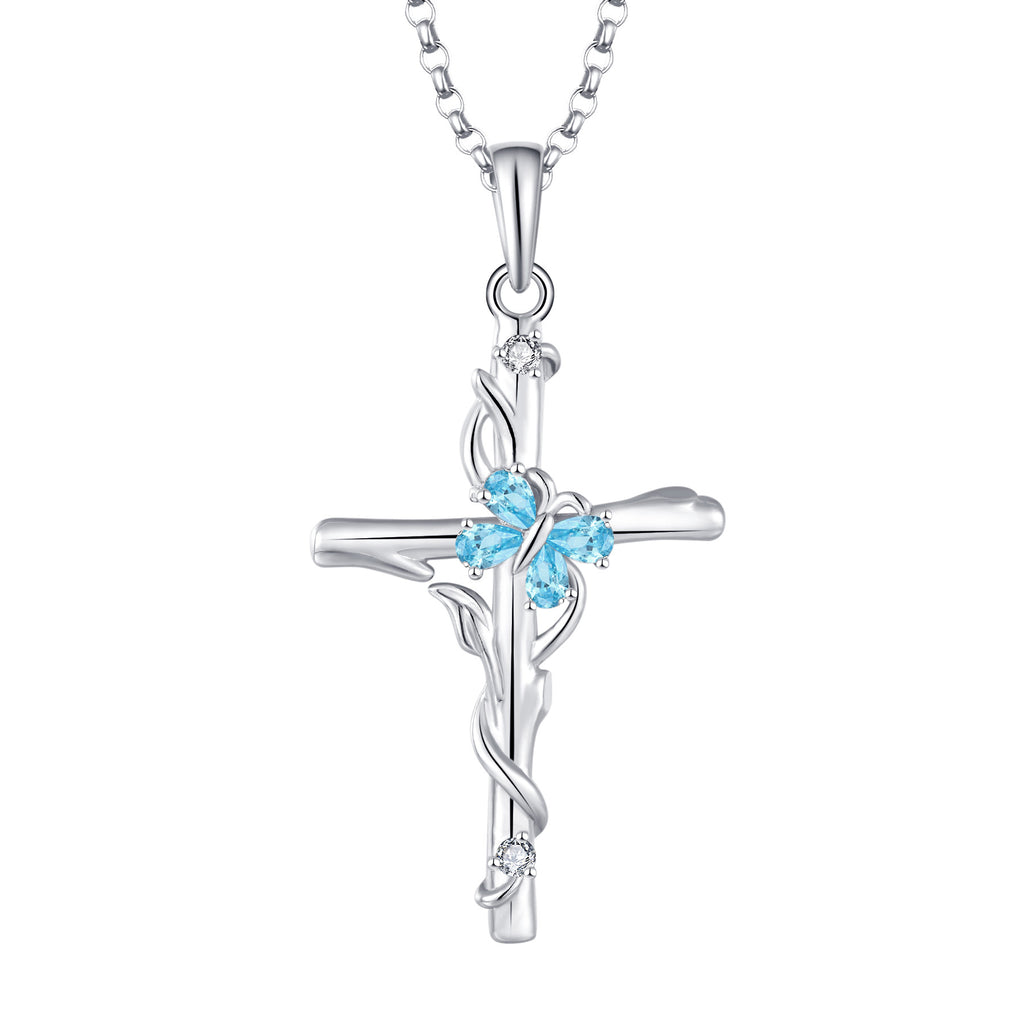S925 Sterlingsilber Zirkon-Anhänger Kreuzkette für Damen