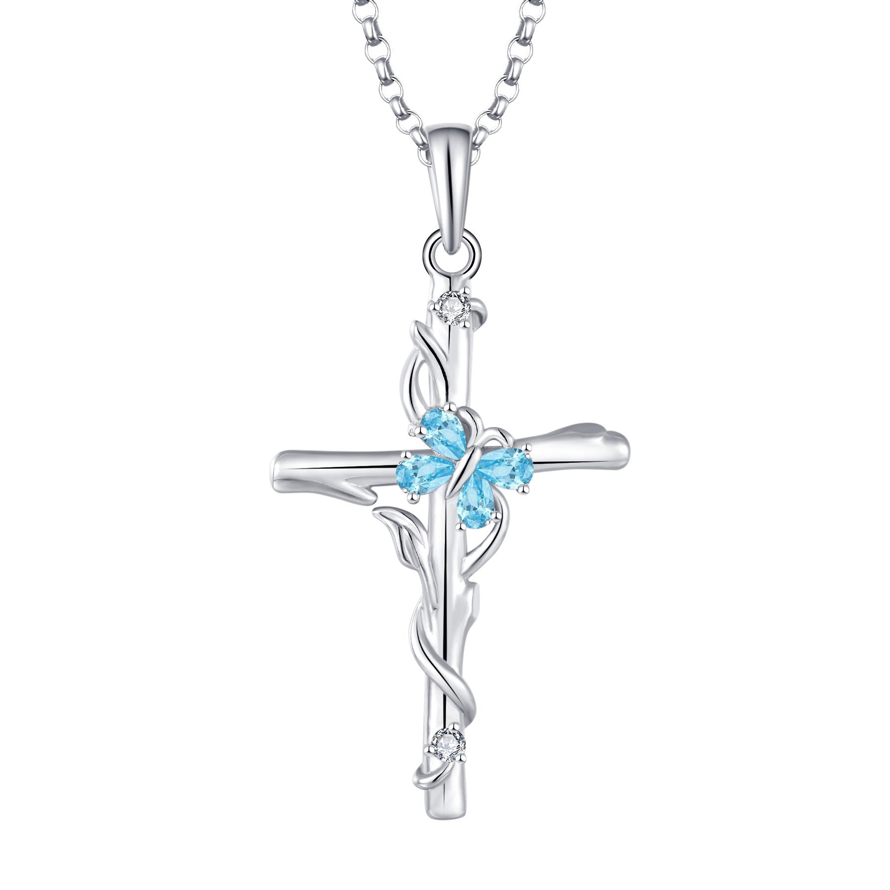 S925 Sterlingsilber Zirkon-Anhänger Kreuzkette für Damen