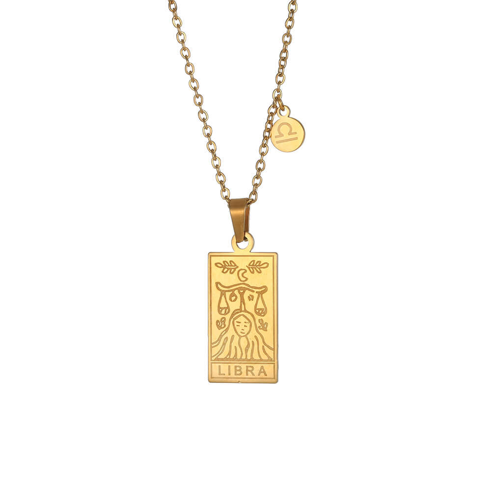 Stainless Steel Constellation Square Constellation Tag Scorpio Couple Necklace
