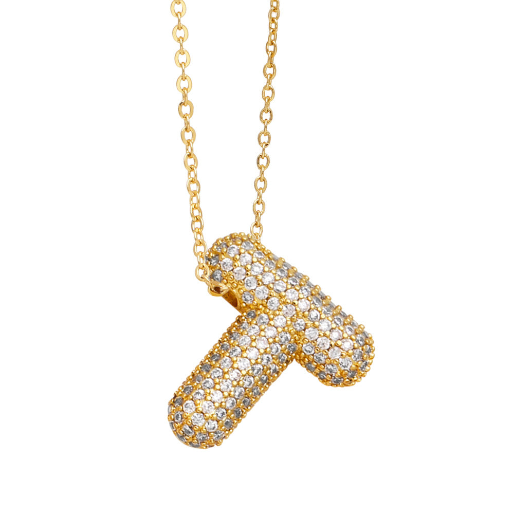 Collar con 26 letras inglesas para mujer con circonitas incrustadas
