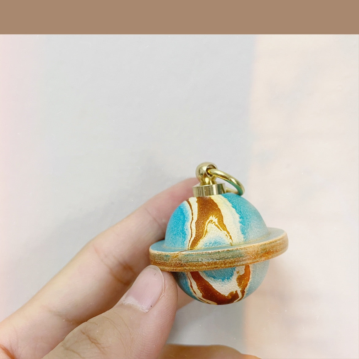 Login Planet Handmade Leather Car Keychain Ring Bell