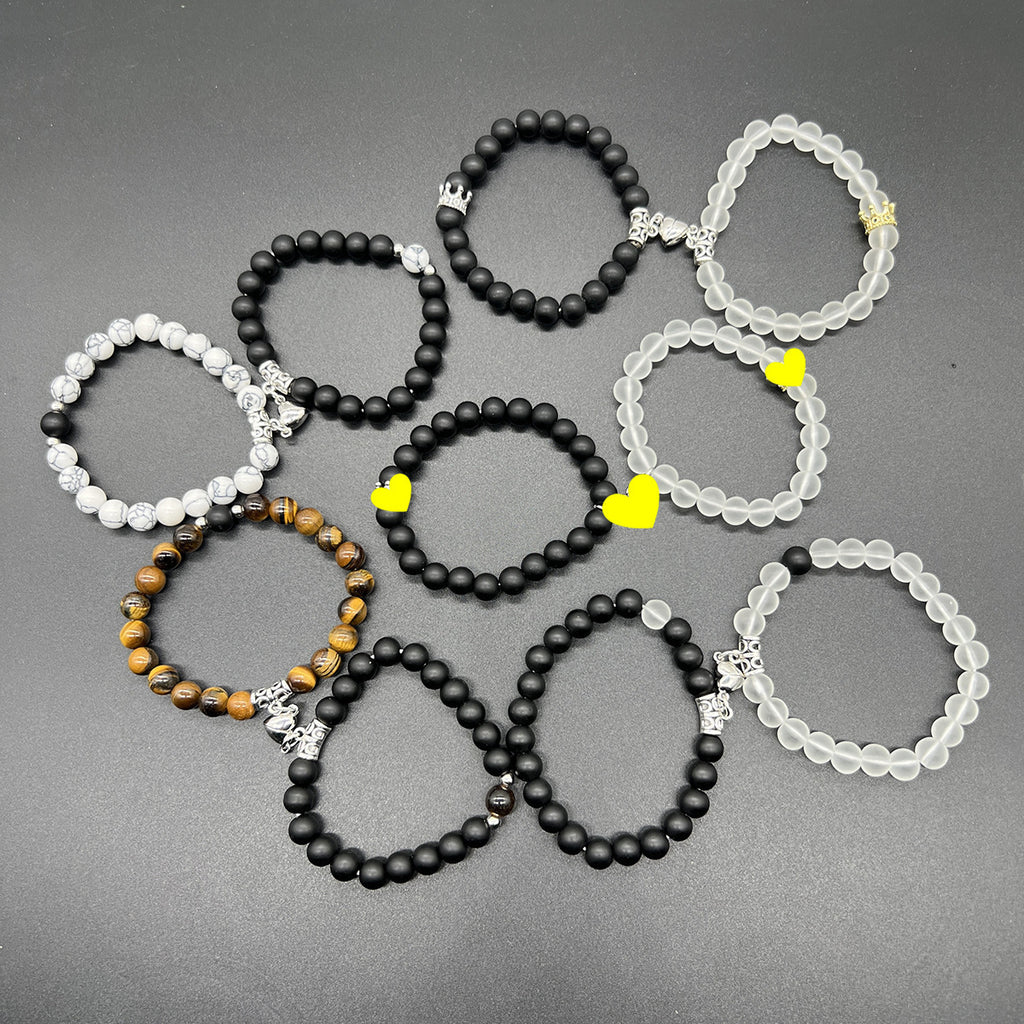 Magnetische Induktion Weiß Türkis Paar Armband