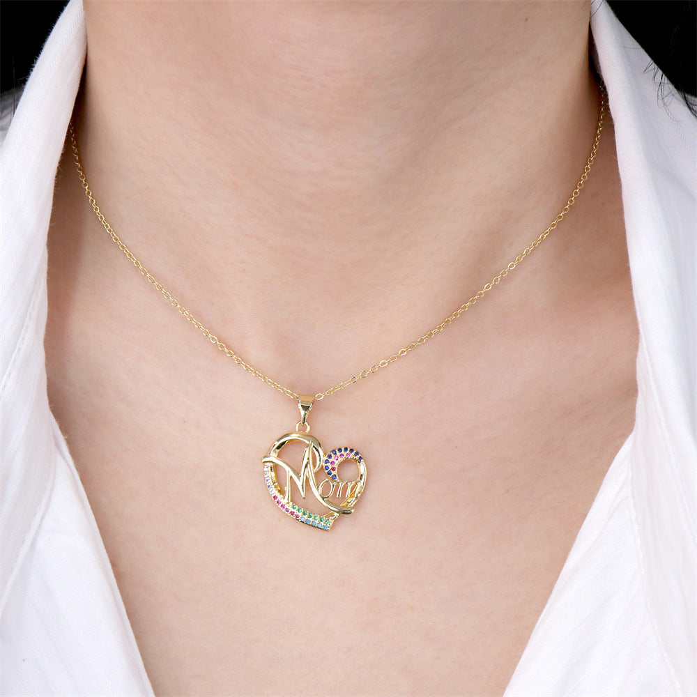 MAMA Muttertag Halskette Geschenk Mode Liebe Mikro Strass
