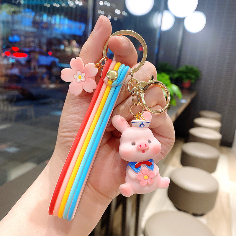 Llavero creativo con personalidad de cerdito de flor de cerezo