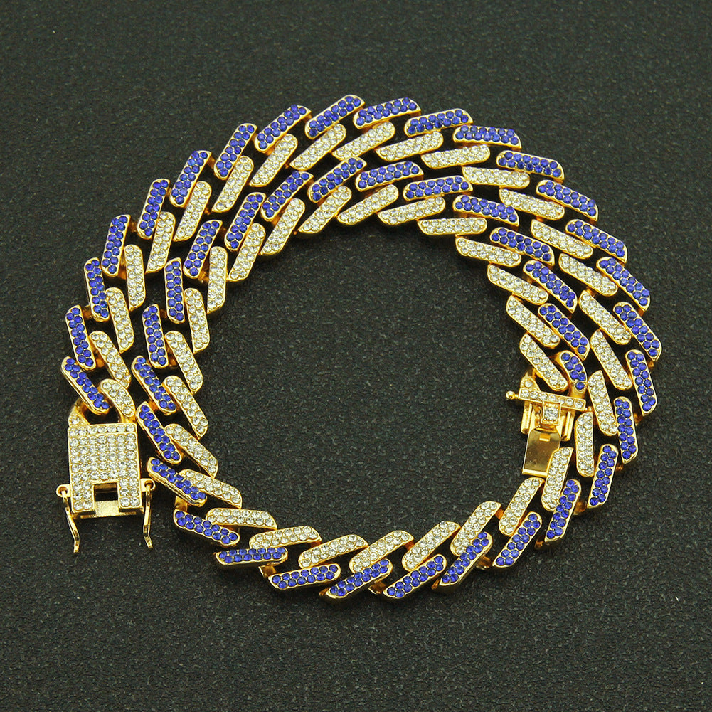 Herrenmode mit farbigen Diamanten, geometrische quadratische kubanische Halskette
