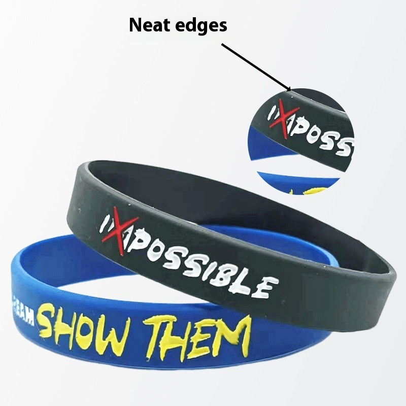 Male And Female Teenagers Concave Color Filled Silicone Bracelet