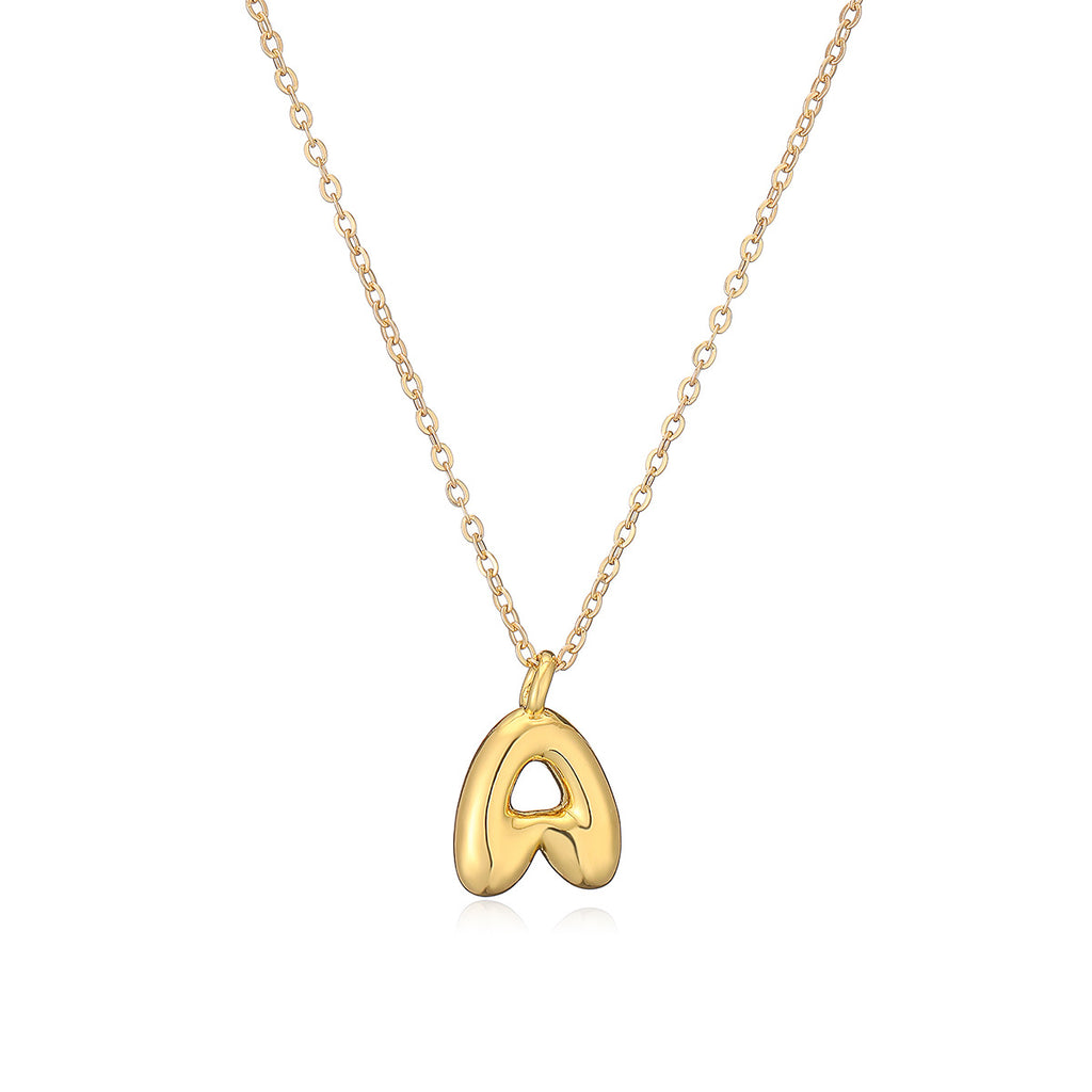 Copper Plated Gold 26 English Letters Pendant Necklace Niche Personality Clavicle Chain
