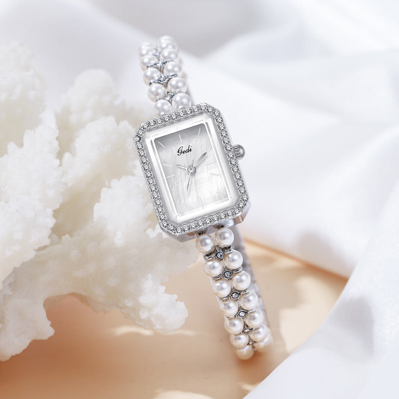 Reloj de Cuarzo Creativo con Perlas de Concha para Mujer