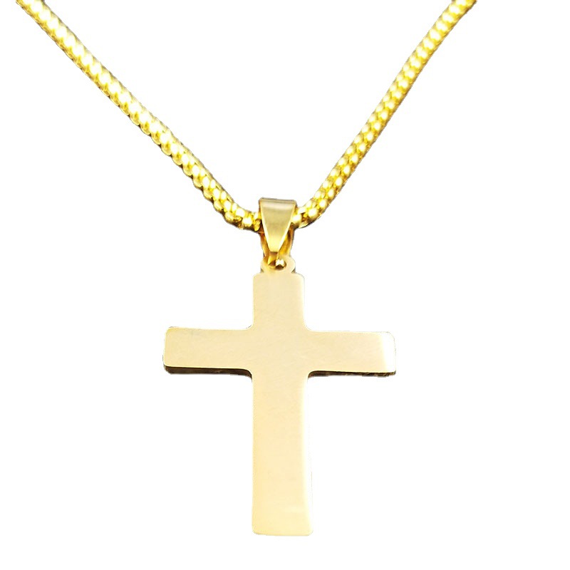 Popular Titanium Steel Cross Pendant Snake Bones Chain Necklace