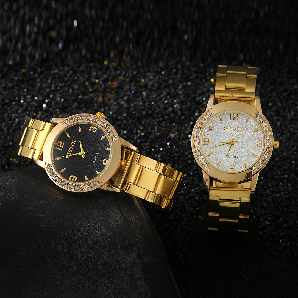 Reloj de cuarzo para mujer con caja de diamantes