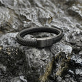 Personality Retro Couple Cowhide Woven Titanium Steel Magnetic Snap Carrying Strap
