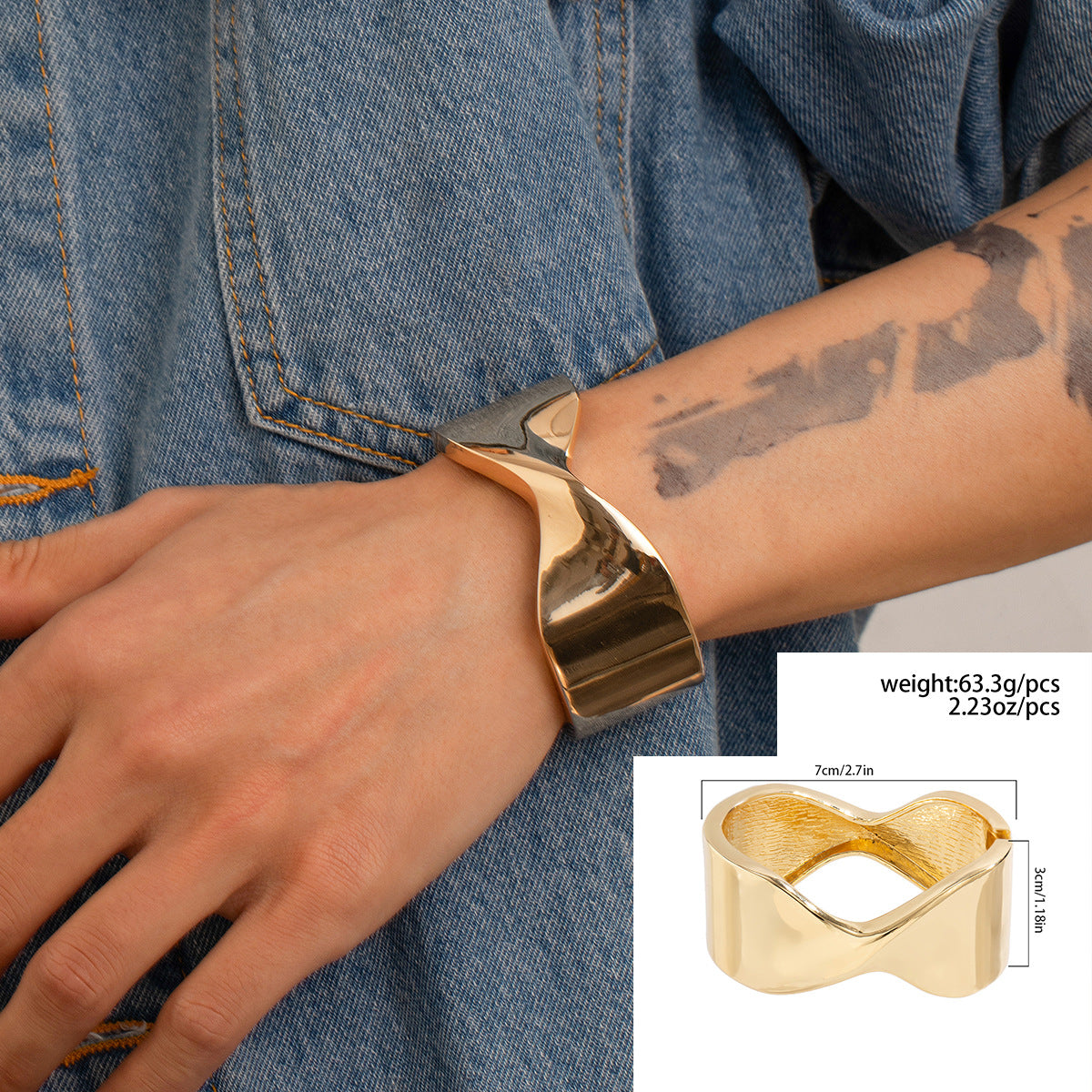 Metal Bracelet Men's Hip Hop Fashion Personality Bright Opening Irregular