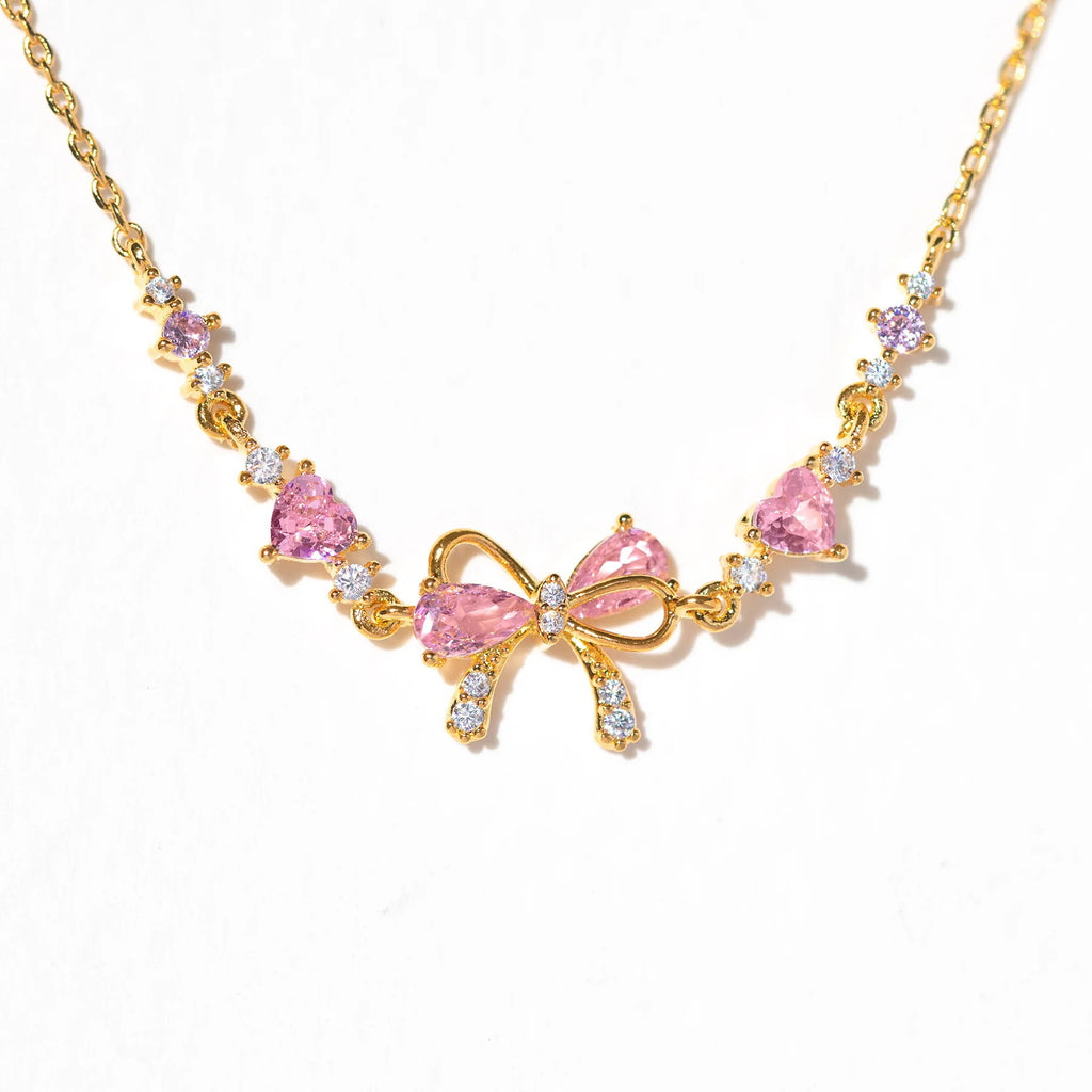 Pulsera de cadena con diamantes de imitación de corazón de lazo dulce Y2K Ins para el Día de San Valentín