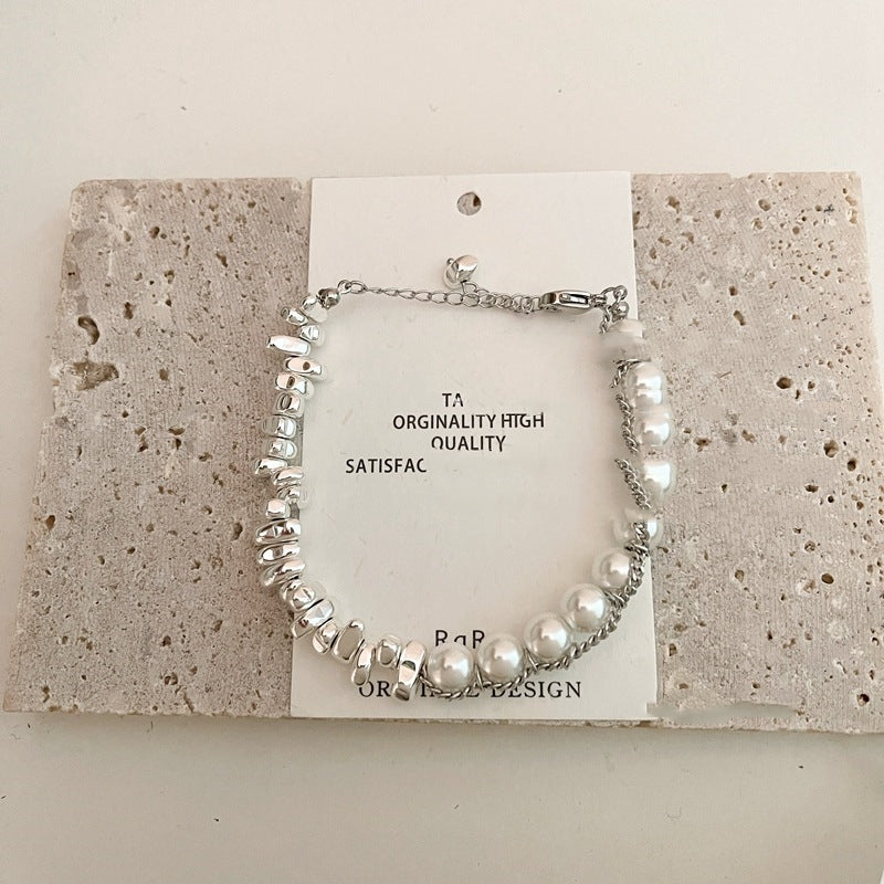 Design Sense Niche Beaded Cold Wind OT Buckle Pearl Bracelet
