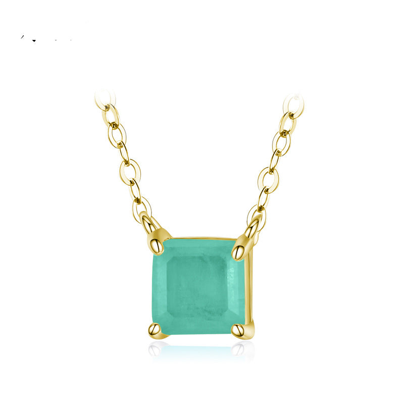 Temperament S925 Sterling Silber Imitation Paraiba Turmalin Halskette