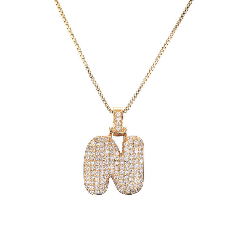 Schlüsselbeinkette Kupfer Mikro-intarsierte Zirkon 26 Buchstaben-Anhänger-Halskette für Frauen Geburtstag Schmuck Geschenke