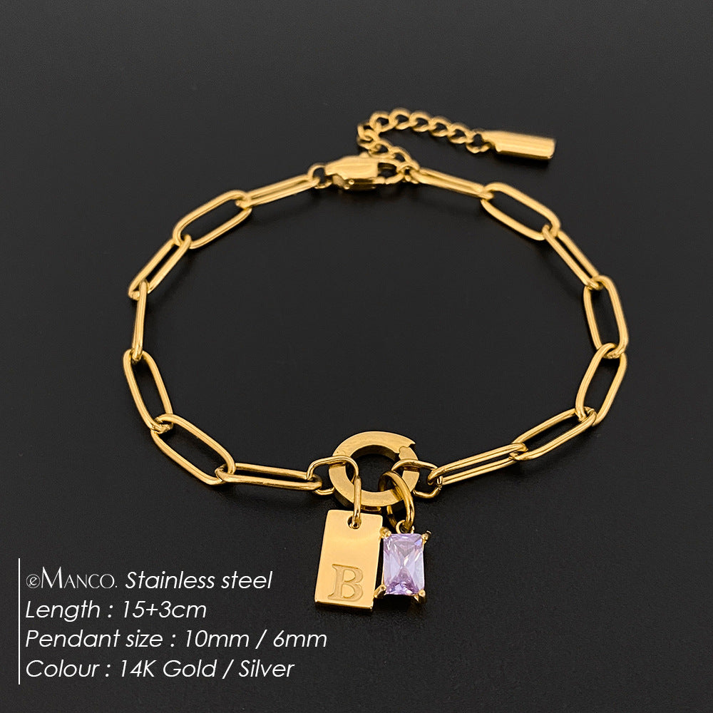 Womens Fashionable Rhinestone Letter Combination Bracelet Jewelry