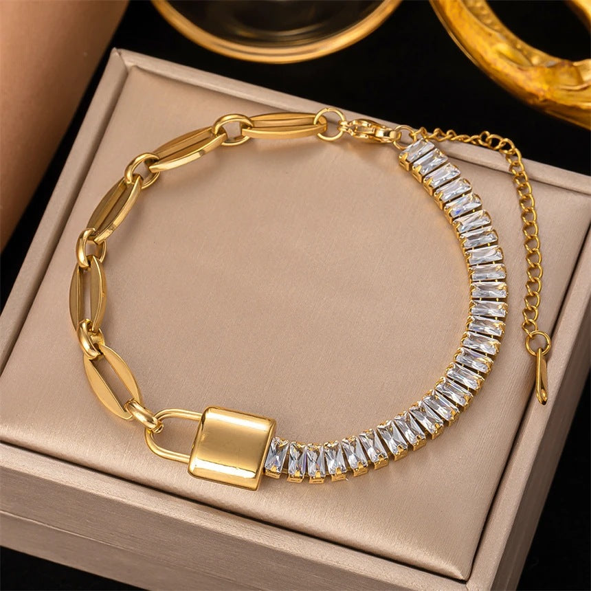 Elegante personalidad, cadena de diamantes rectangular, brillante tridimensional