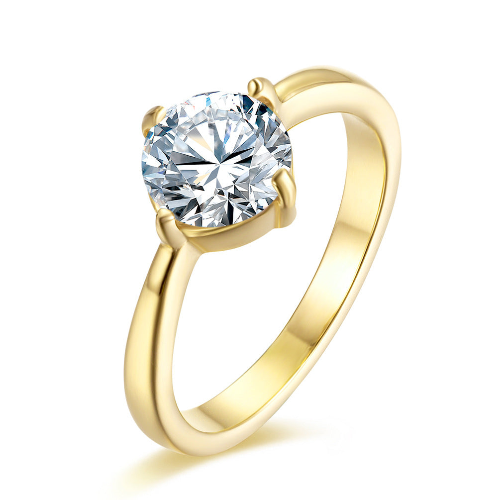 Anillo de oro rosado y circonita