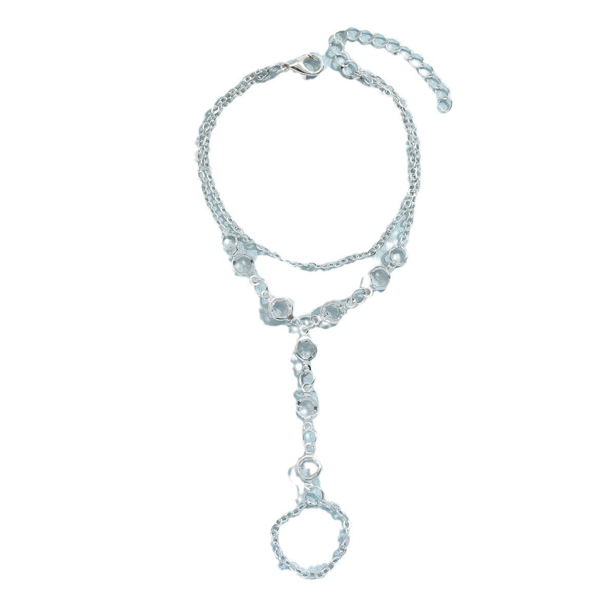 European And American Fashion Minimalist Bracelet Ring Crystal Luxury Mitten-type Bracelet Cross-border Hot Selling Jewelry
