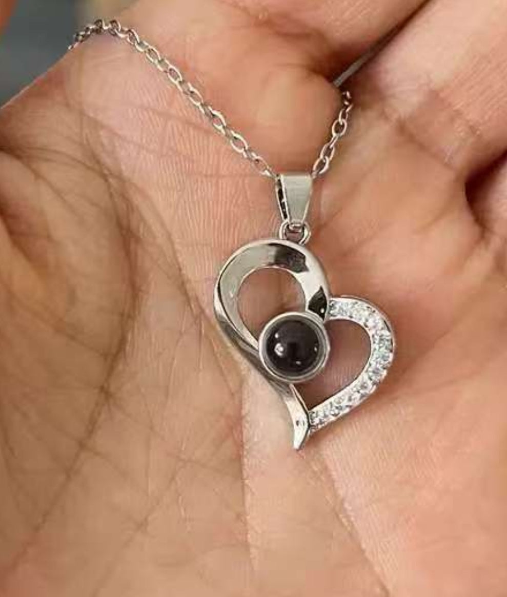 I Love You Projection Necklace Women's High-end Peach Heart