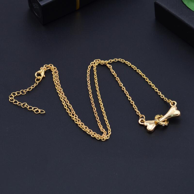 Schmuck Einfache Hundeknochen-Halskette mit Diamanten