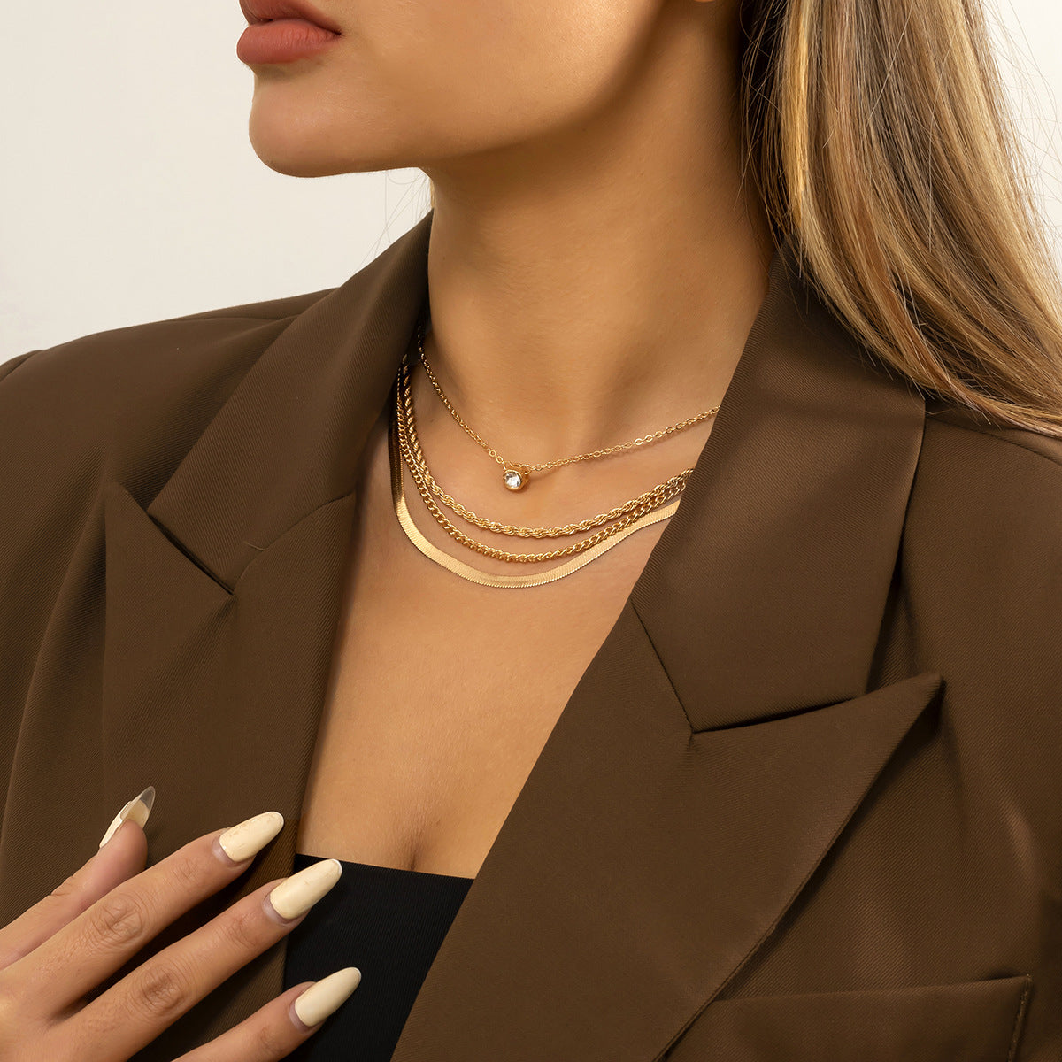 Retro Minderheit Schlangenkette Twist Kette Kombination Halskette Halskette Für Frauen
