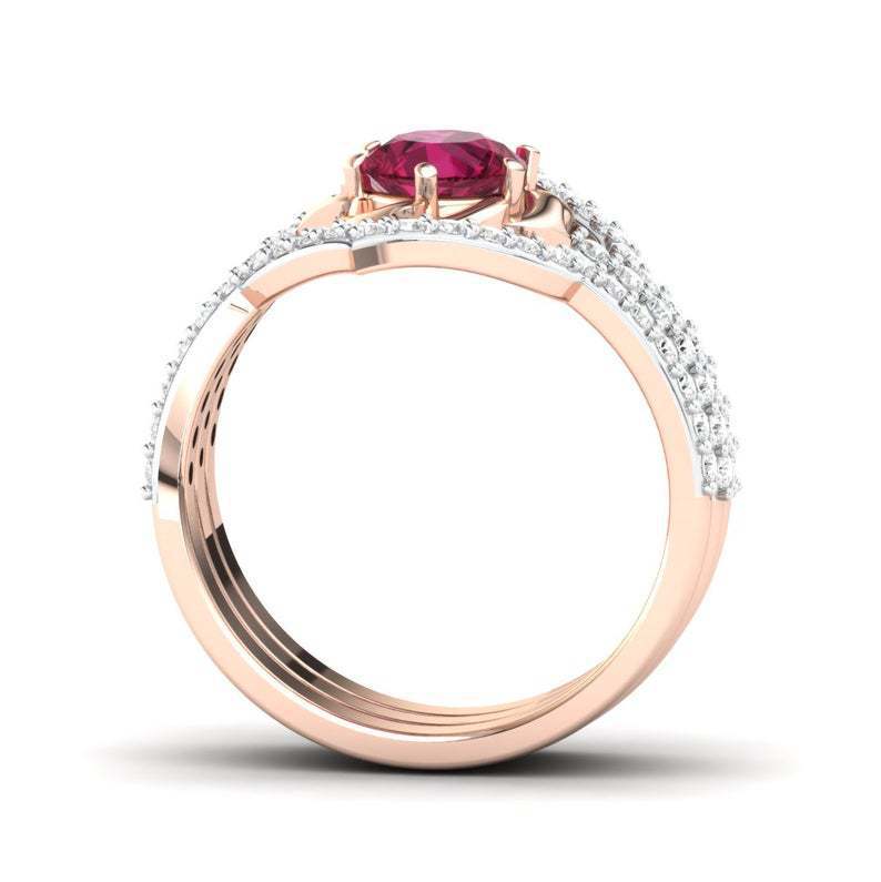 Exquisiter Roségold Blumen Ring Jahrestagsantrag Schmuck Damen Verlobungs-Hochzeitsring Set
