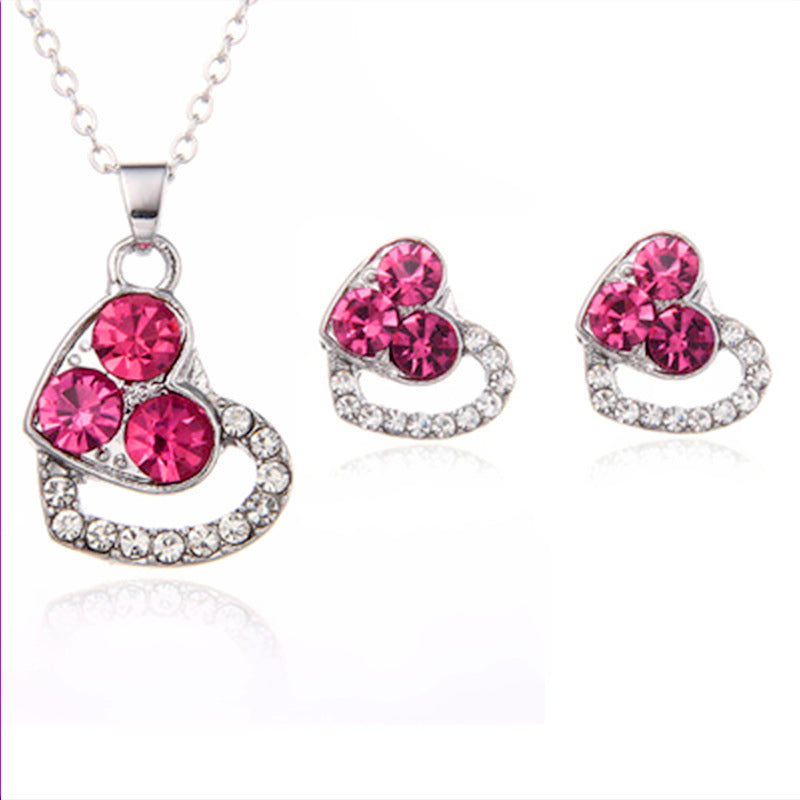 Mode Damen Ohrringe Halskette Set Farbig Voll