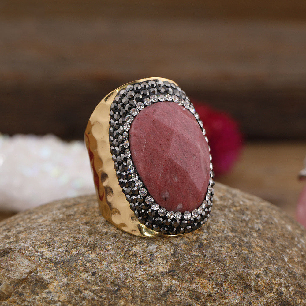 Damen Strass Natur Türkis Ring Schmuck