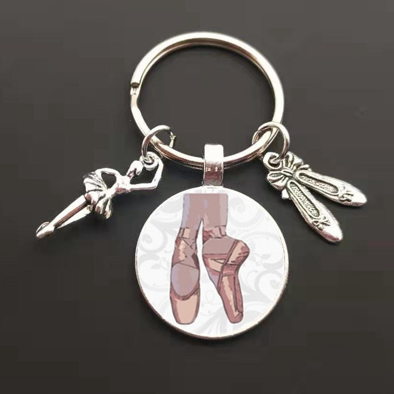 Llavero de cristal con dije de ballet de moda