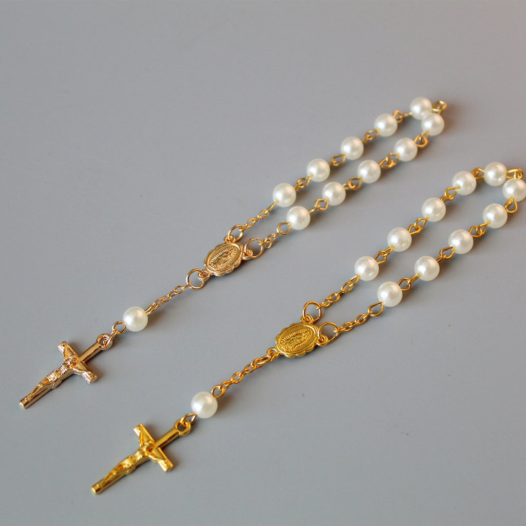 Cuentas Perlas Cruz Luna Llena Pulsera de Bendición Joyería de Moda