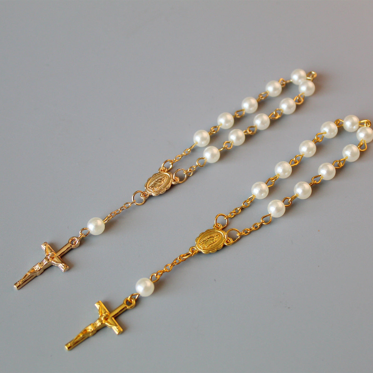 Cuentas Perlas Cruz Luna Llena Pulsera de Bendición Joyería de Moda