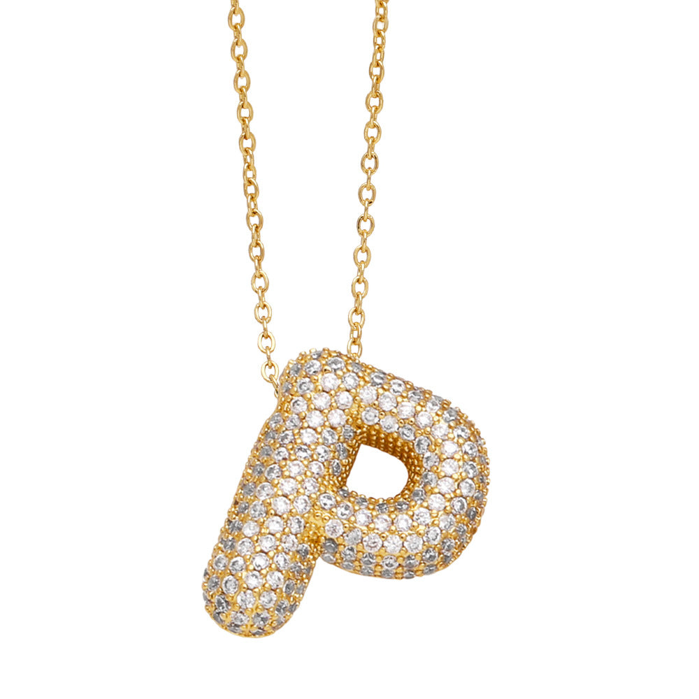 Collar con 26 letras inglesas para mujer con circonitas incrustadas