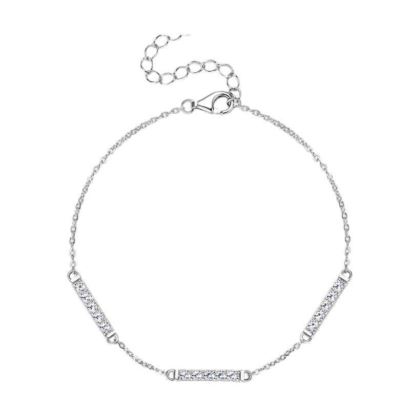 Women's Sterling Silver Simple Moissanite Bracelet