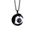 Collar gótico de amatista con media luna y cara negra