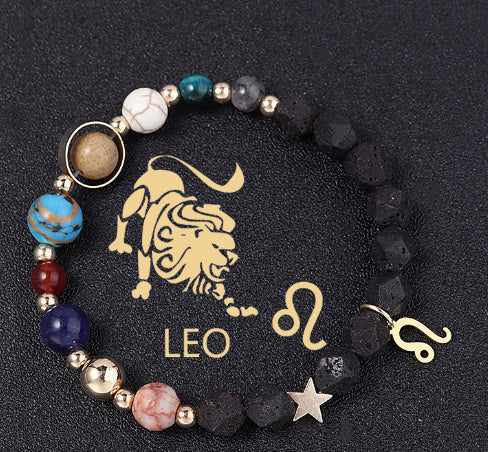 Natural Volcanic Rock Twelve Constellations Bracelets Fashion European And American Style