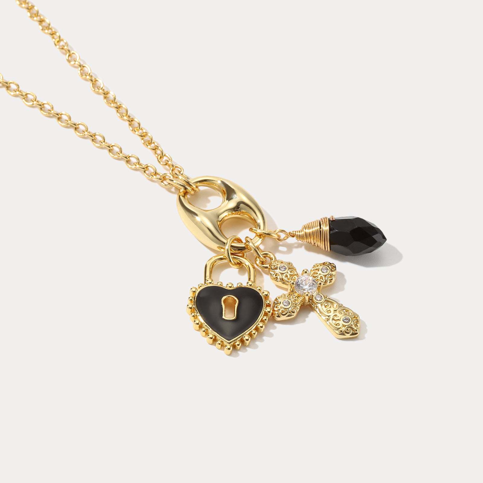 Modeschmuck Kupferbeschichtete Echtgoldkette Modedesign Stern- und Mond-Strass-Legierungshalskette